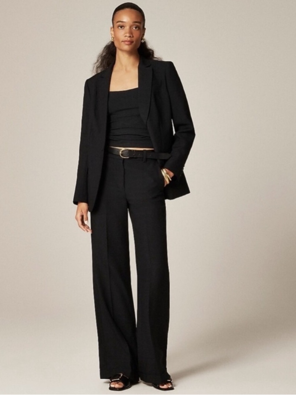 J Crew Cuffed wide-leg trouser in luster canvas